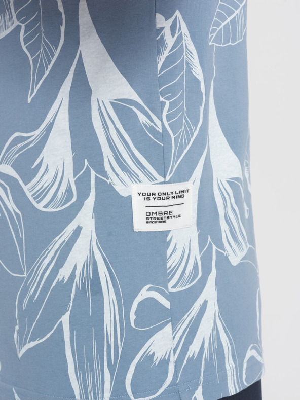 Ombre Clothing Maglietta fantasia da uomo azzurro chiaro Ombre Clothing