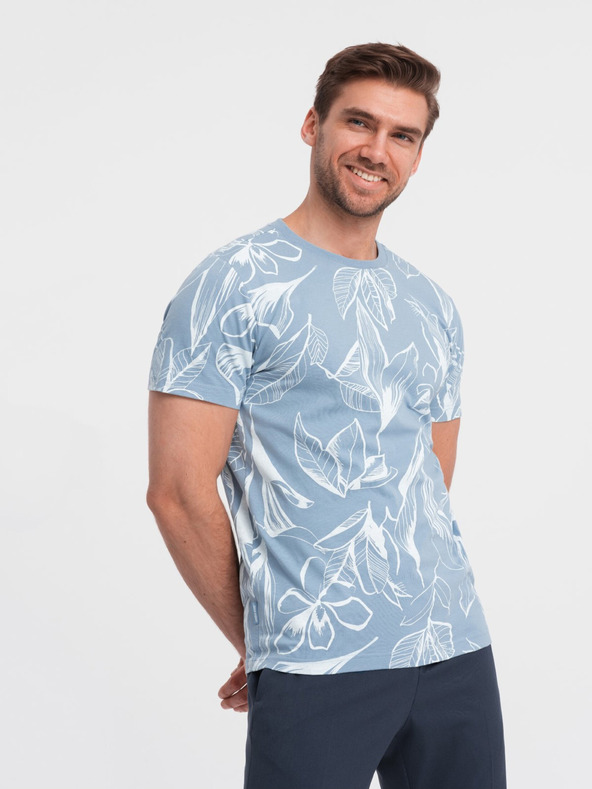 Ombre Clothing Maglietta fantasia da uomo azzurro chiaro Ombre Clothing
