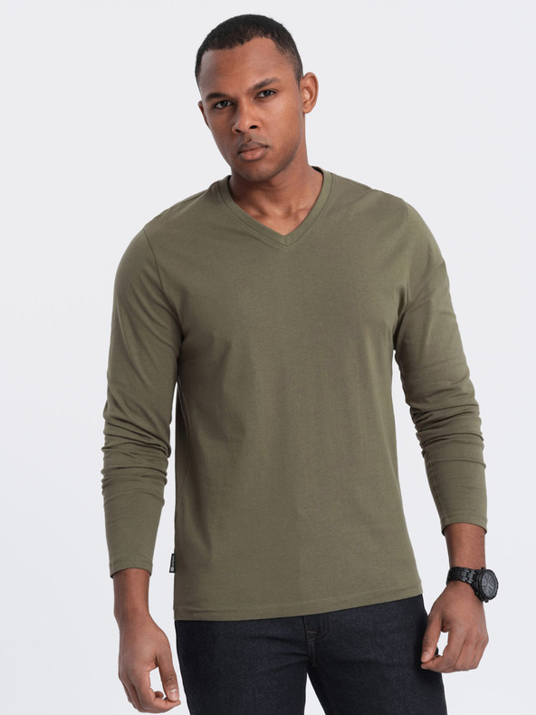 Ombre Clothing Maglietta basic da uomo color kaki Ombre Clothing