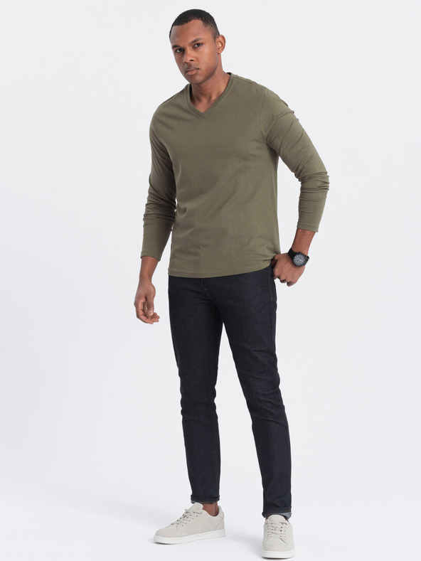 Ombre Clothing Maglietta basic da uomo color kaki Ombre Clothing