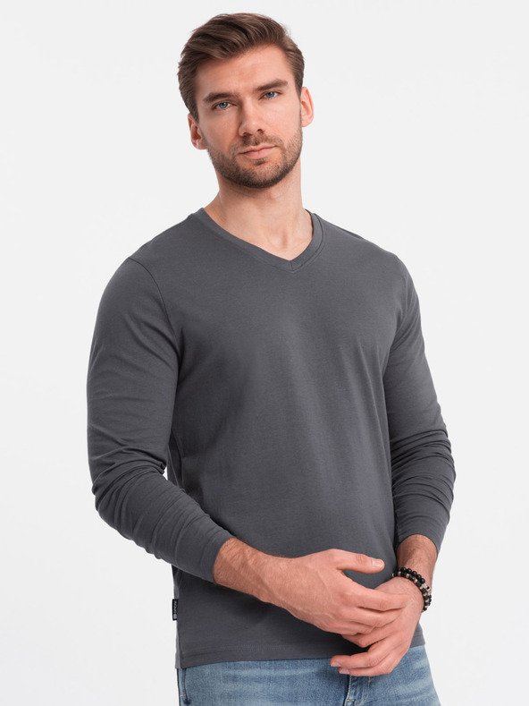 Ombre Clothing T-shirt basic grigio scuro da uomo Ombre Clothing