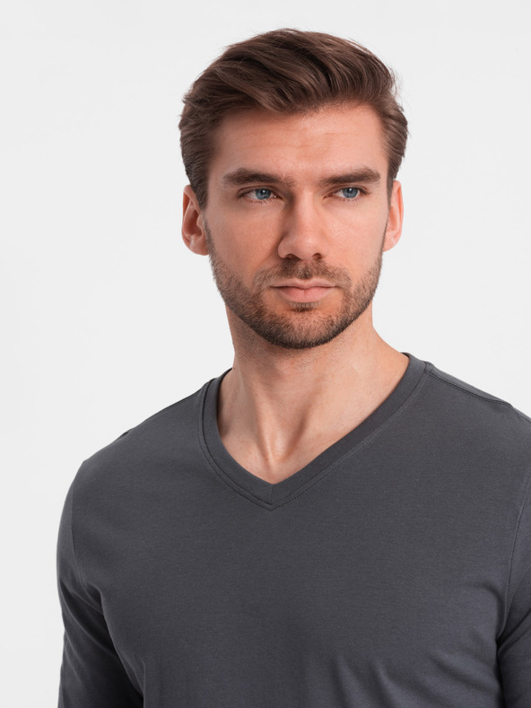 Ombre Clothing T-shirt basic grigio scuro da uomo Ombre Clothing