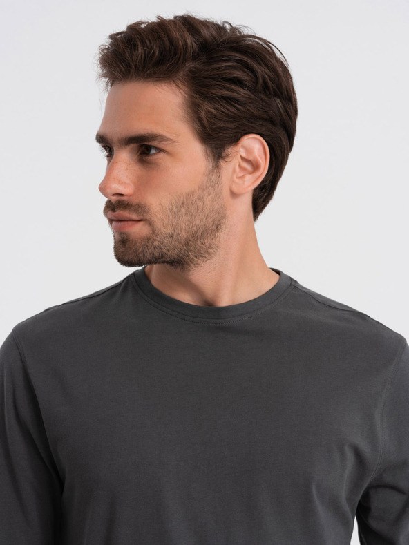 Ombre Clothing T-shirt basic grigio scuro da uomo Ombre Clothing