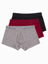 Ombre Clothing Set di tre boxer da uomo in grigio, bordeaux e nero Ombre Clothing
