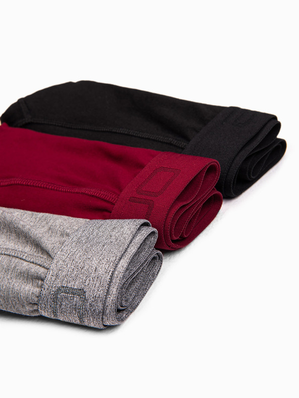 Ombre Clothing Set di tre boxer da uomo in grigio, bordeaux e nero Ombre Clothing