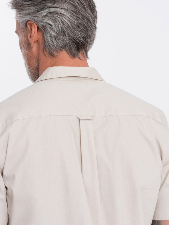 Ombre Clothing Camicia a maniche corte da uomo Crema Abbigliamento Ombre