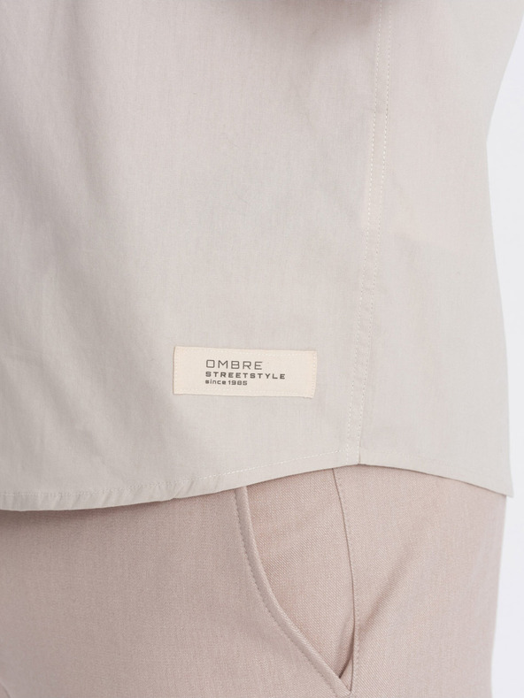 Ombre Clothing Camicia a maniche corte da uomo Crema Abbigliamento Ombre