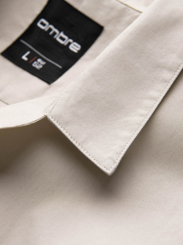 Ombre Clothing Camicia a maniche corte da uomo Crema Abbigliamento Ombre