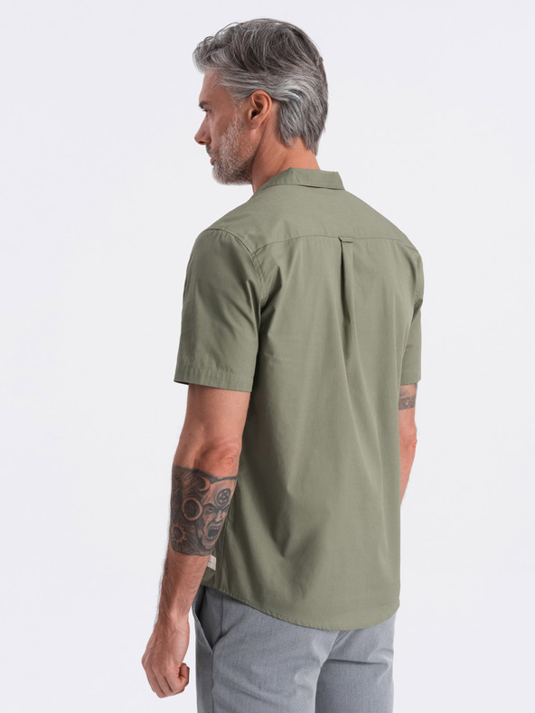 Ombre Clothing Camicia a maniche corte Khaki da uomo Ombre Abbigliamento