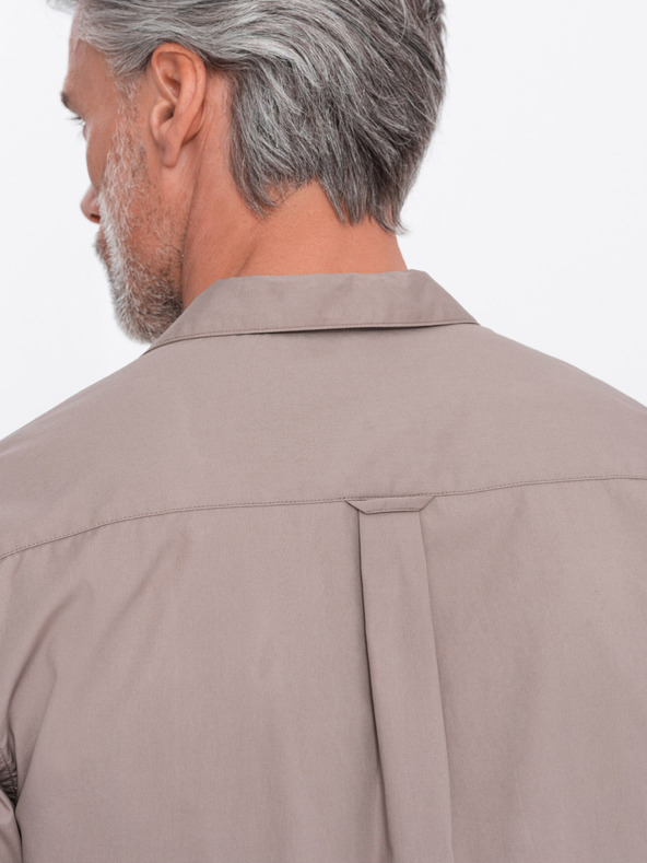 Ombre Clothing Camicia manica corta marrone uomo Ombre Clothing