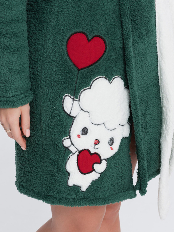 Edoti Accappatoio da donna verde scuro con cappuccio Edoti