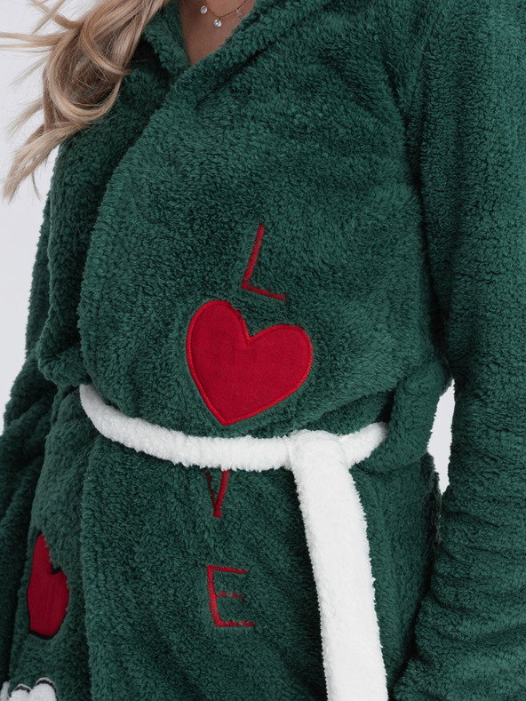 Edoti Accappatoio da donna verde scuro con cappuccio Edoti