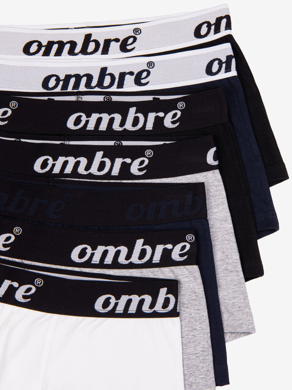 Ombre Clothing Set di sette boxer da uomo in grigio, blu scuro, bianco e nero Ombre Clothing