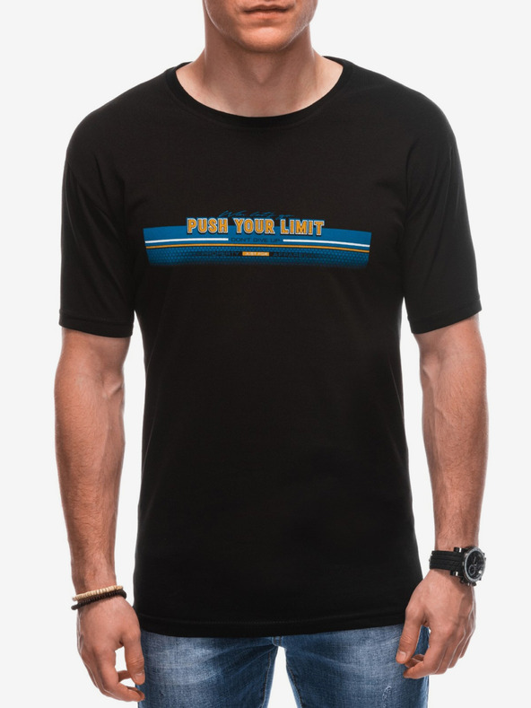 Edoti T-shirt nera stampata da uomo Edoti