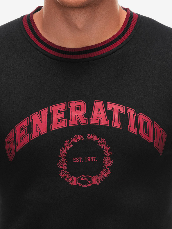 Edoti Felpa stampata rossa e nera da uomo Edoti