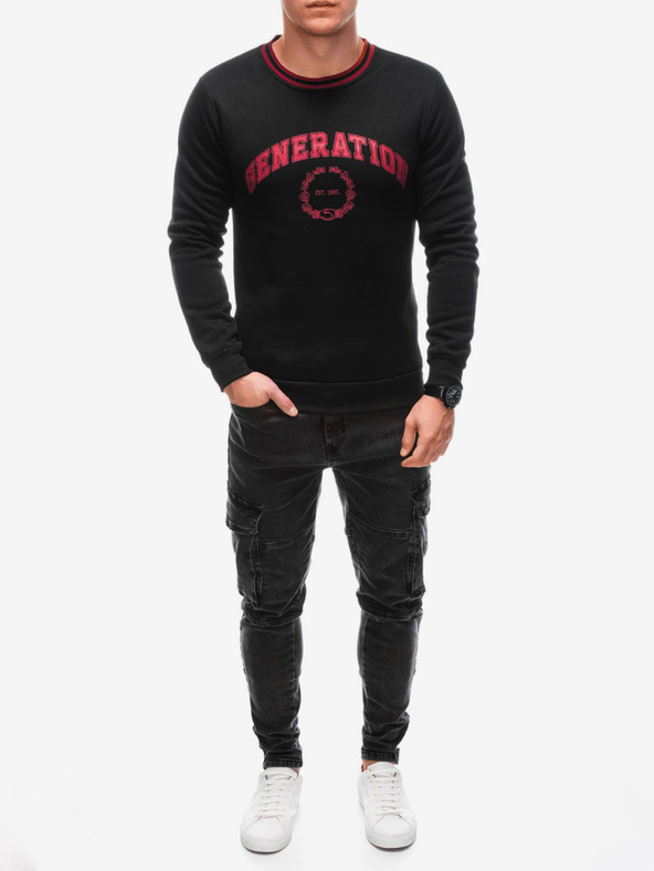 Edoti Felpa stampata rossa e nera da uomo Edoti