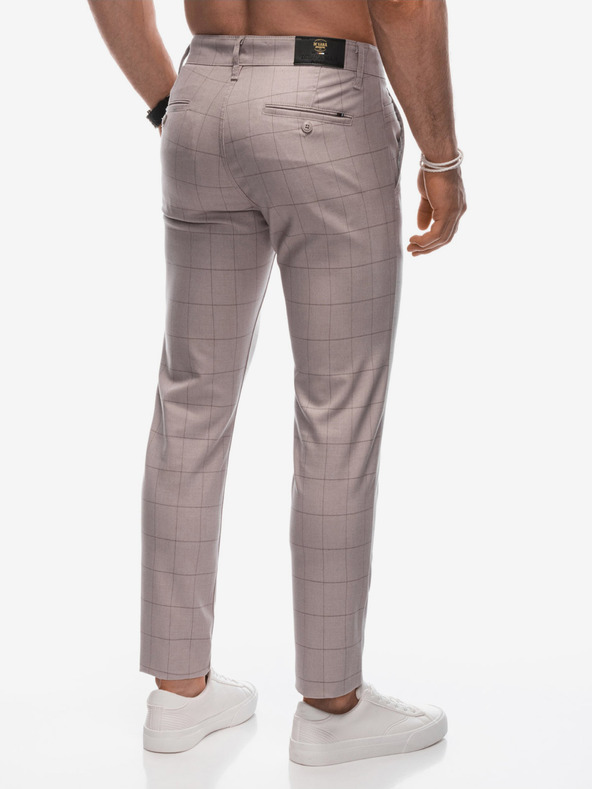 Edoti Pantaloni chino a quadri beige da uomo Edoti
