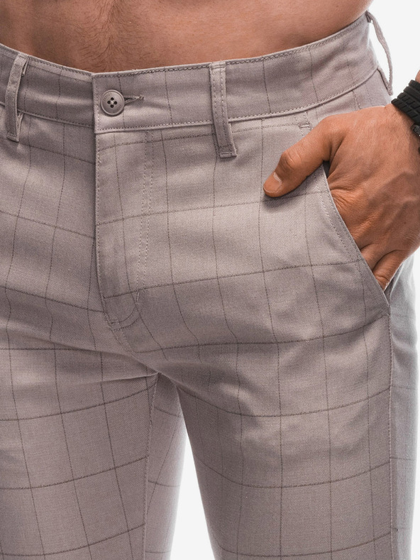 Edoti Pantaloni chino a quadri beige da uomo Edoti