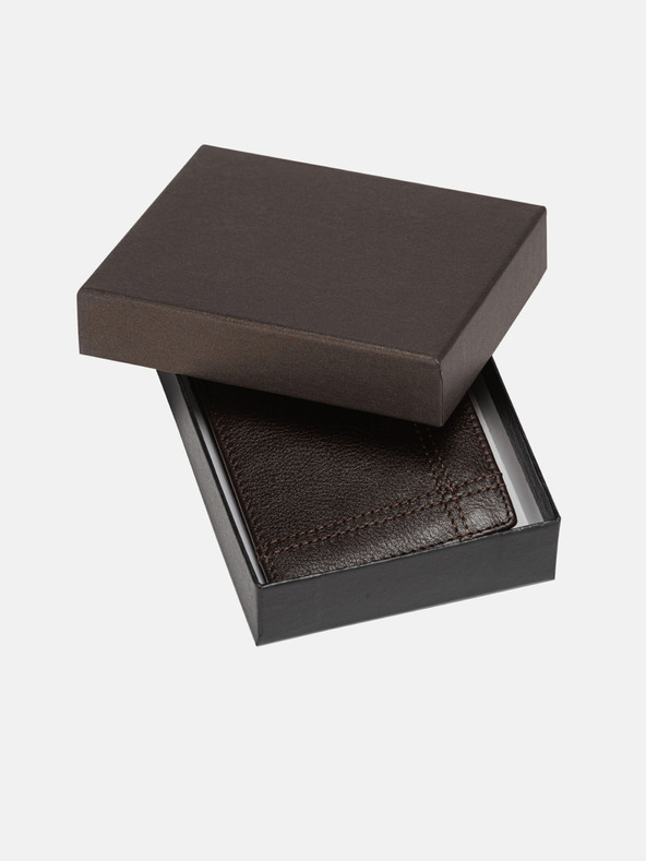 Edoti Portafoglio da uomo in pelle marrone scuro Edoti