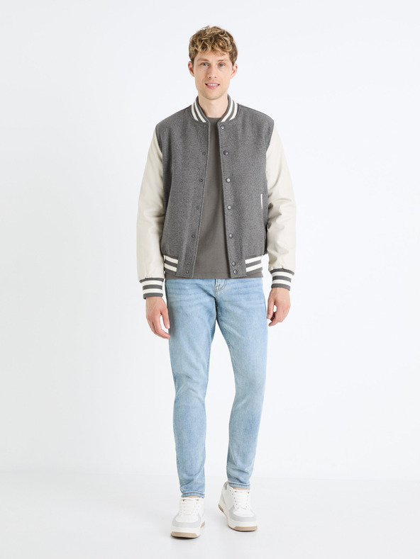 Celio Bomber da uomo in misto lana color crema e grigio di Celio Fuvarsi
