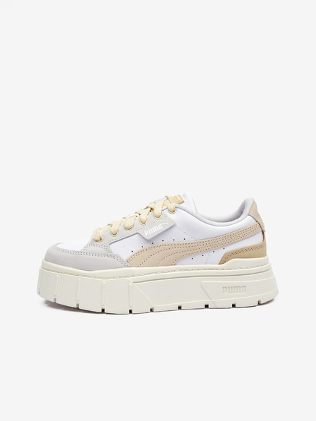 Puma Sneakers in pelle beige e bianca da donna Puma Mayze Stack Luxe Wns