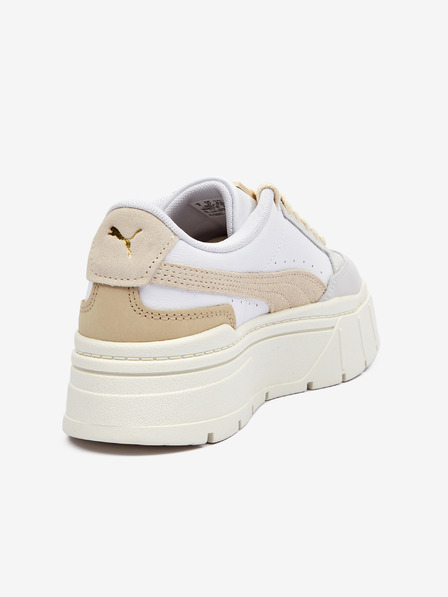 Puma Sneakers in pelle beige e bianca da donna Puma Mayze Stack Luxe Wns