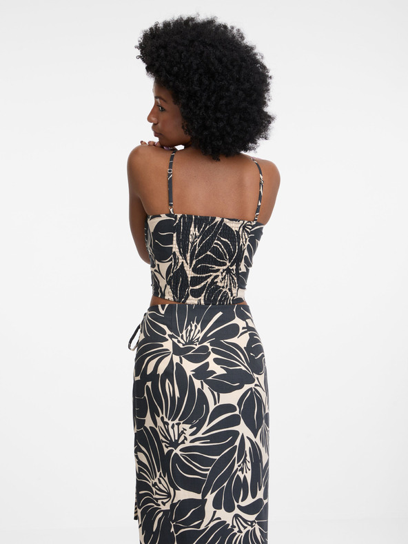 Orsay Top corto stampato nero da donna ORSAY