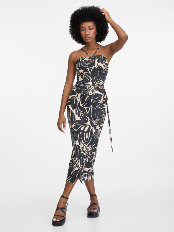 Orsay Top corto stampato nero da donna ORSAY