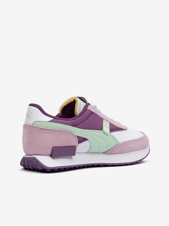 Puma Sneakers da donna bianche e viola con dettagli in pelle scamosciata Puma Future Rider Soft