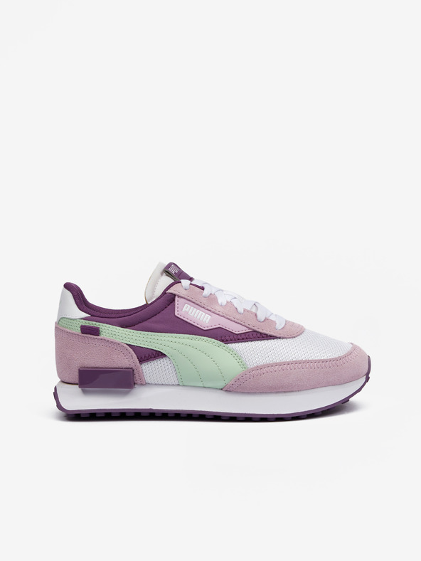 Puma Sneakers da donna bianche e viola con dettagli in pelle scamosciata Puma Future Rider Soft