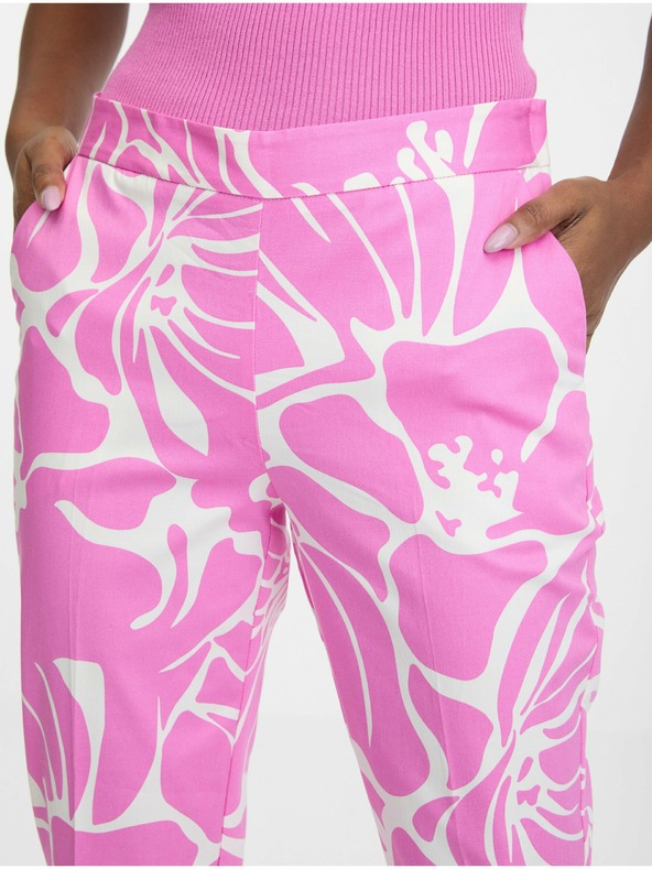 Orsay Pantaloni rosa e bianchi da donna a fantasia ORSAY