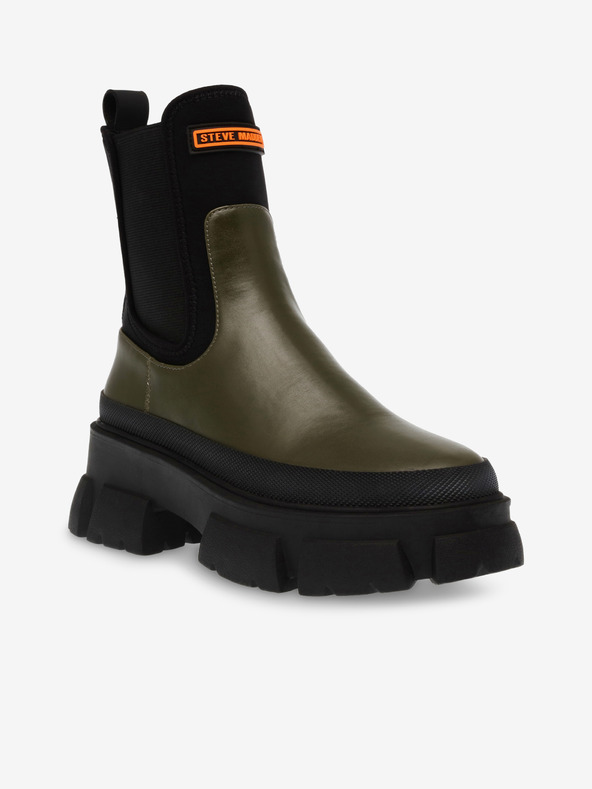 Steve Madden Stivali chelsea da donna in pelle nera e verde Steve Madden Triumphal Bootie