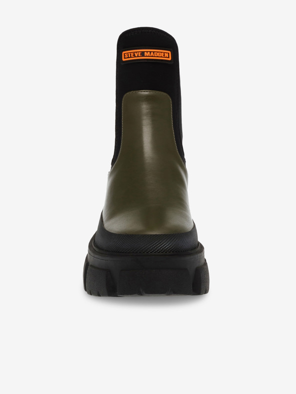 Steve Madden Stivali chelsea da donna in pelle nera e verde Steve Madden Triumphal Bootie