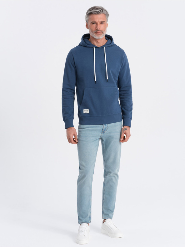 Ombre Clothing Felpa da uomo blu con cappuccio e canguro Ombre Clothing