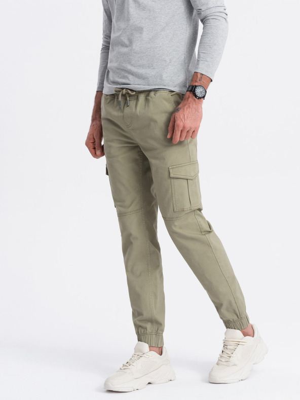 Ombre Clothing Pantaloni cargo jogger da uomo color kaki Ombre Clothing