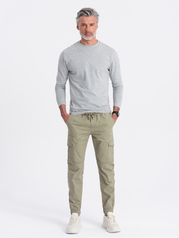 Ombre Clothing Pantaloni cargo jogger da uomo color kaki Ombre Clothing
