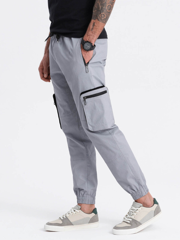 Ombre Clothing Pantaloni cargo jogger grigio chiaro da uomo Ombre Clothing