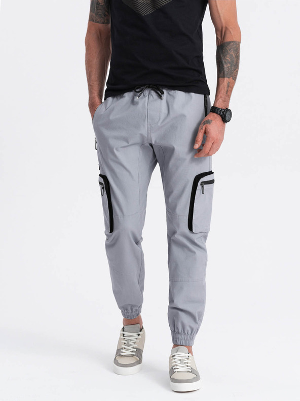 Ombre Clothing Pantaloni cargo jogger grigio chiaro da uomo Ombre Clothing