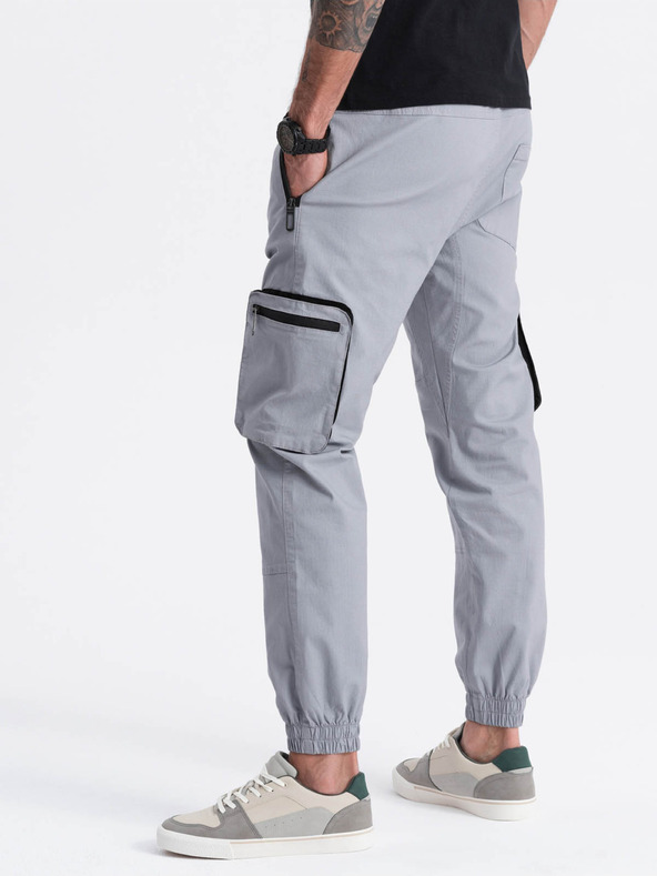 Ombre Clothing Pantaloni cargo jogger grigio chiaro da uomo Ombre Clothing