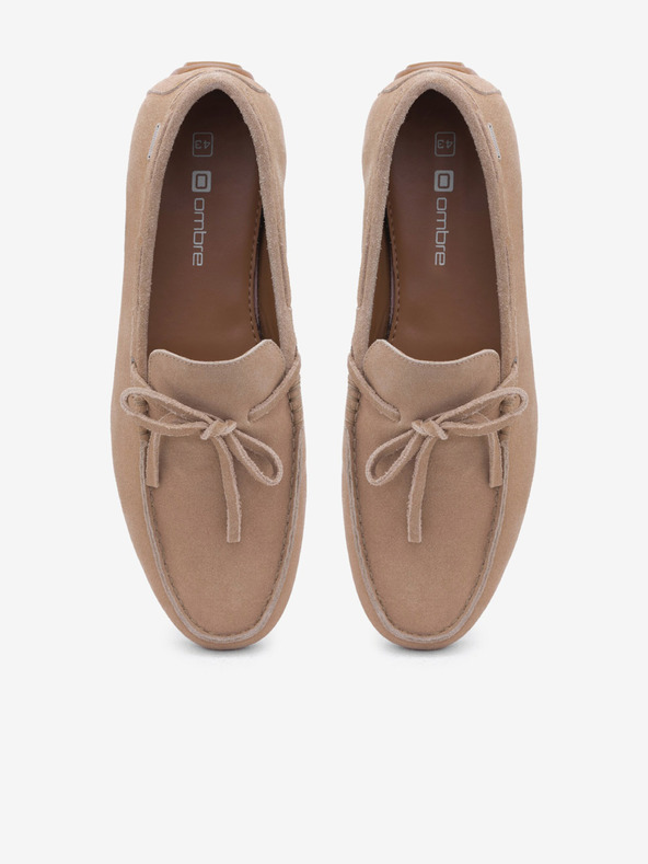 Ombre Clothing Mocassini da uomo beige in pelle con suola driver Ombre Clothing