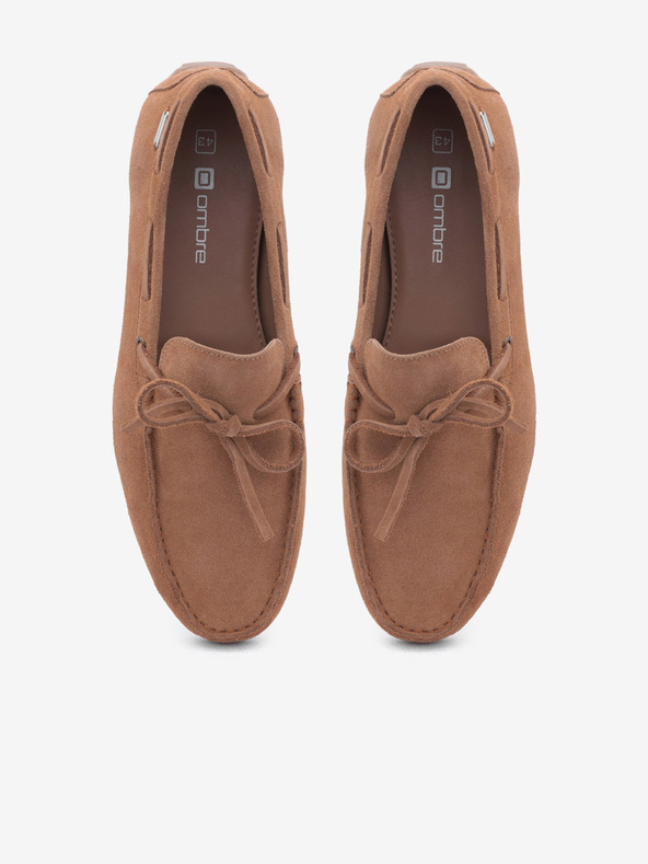 Ombre Clothing Mocassini da uomo in pelle marrone con suola Ombre Clothing