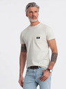 Ombre Clothing T-shirt crema da uomo con taschino Ombre Clothing