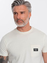 Ombre Clothing T-shirt crema da uomo con taschino Ombre Clothing
