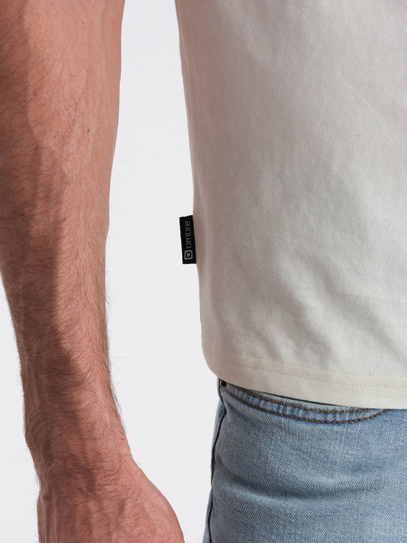Ombre Clothing T-shirt crema da uomo con taschino Ombre Clothing