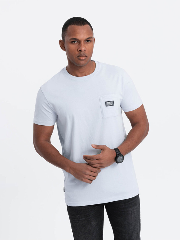 Ombre Clothing Maglietta azzurra da uomo con taschino Abbigliamento Ombre