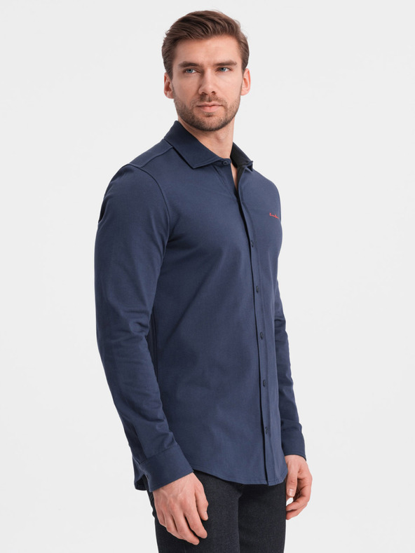 Ombre Clothing Camicia in jersey blu da uomo Ombre Clothing