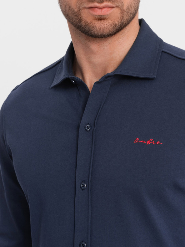 Ombre Clothing Camicia in jersey blu da uomo Ombre Clothing