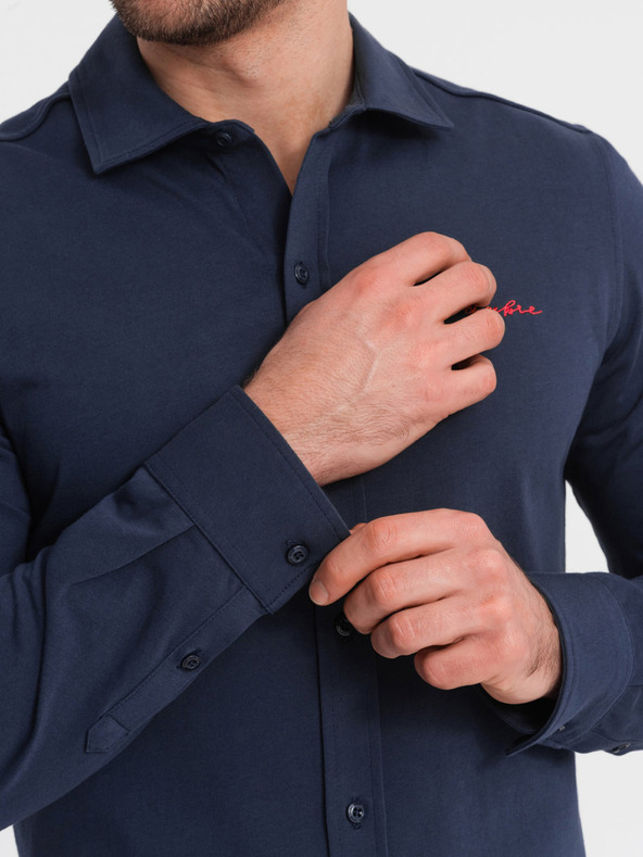 Ombre Clothing Camicia in jersey blu da uomo Ombre Clothing