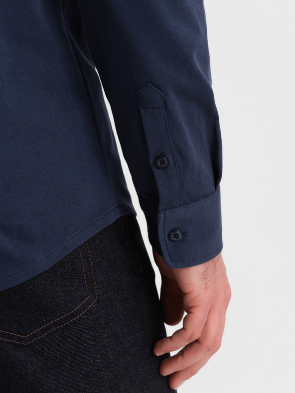 Ombre Clothing Camicia in jersey blu da uomo Ombre Clothing