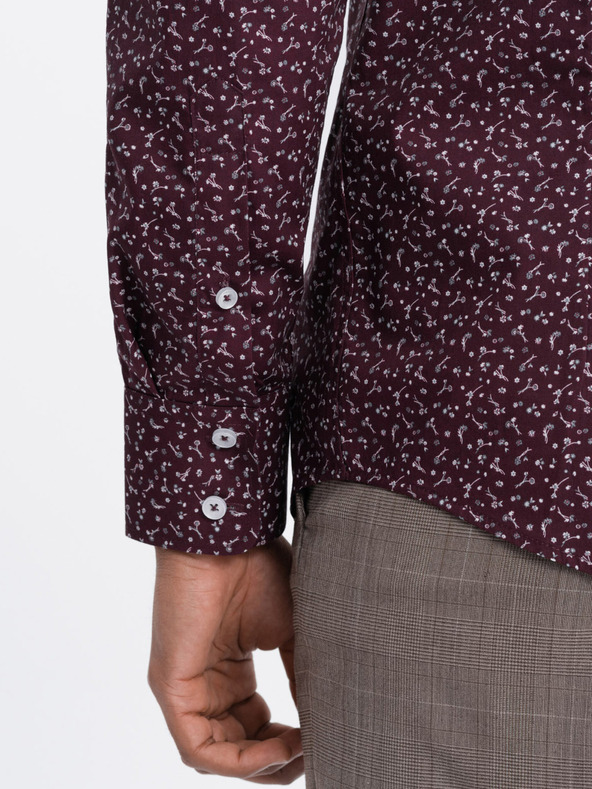 Ombre Clothing Camicia slim da uomo a fantasia bordeaux Ombre Clothing